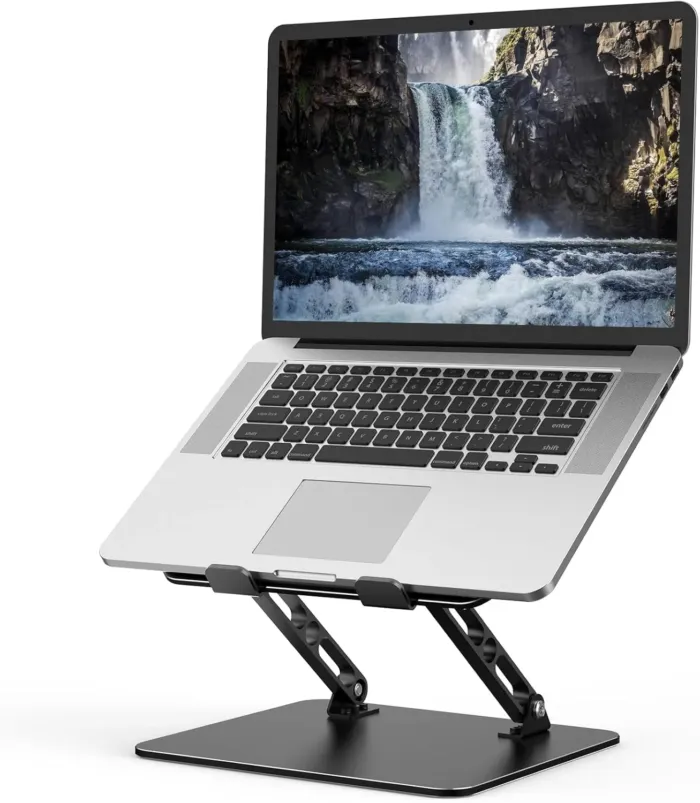 Adjustable Laptop Stand for Desk, Metal Foldable Laptop Riser, Portable Laptop Holder Mount, Ventilated Cooling Computer Notebook Stand Compatible with 10-15.6” Laptops - Image 2