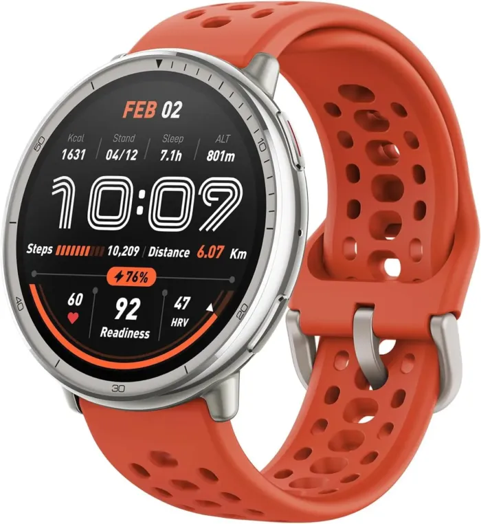 Amazfit Active 2 Smart Watch 44mm, GPS Maps with Direction, Fitness Tracker, 10 Day Battery, Sleep Monitor, 160+ Sport Modes, Water Resistant, for Android & Apple iPhone, Red Silicone - Image 2
