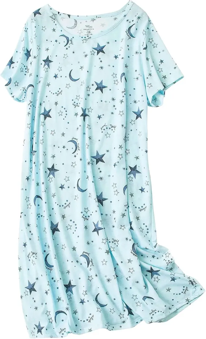 American Trends Nightgowns for Women Cotton Night Shirts Short Sleeve Night Gown Dress Casual Pajamas Soft Sleepwear - Image 2