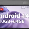 Android 14 Tablet 10.1 Inch, Octa-core, 10GB RAM 64GB ROM, 1TB Expansion, 800x1280 IPS HD Touchscreen, 6000mAh, 5MP + 8MP Dual Camera, 5G/2.4G WiFi, Bluetooth 5.0, GPS (Gray)