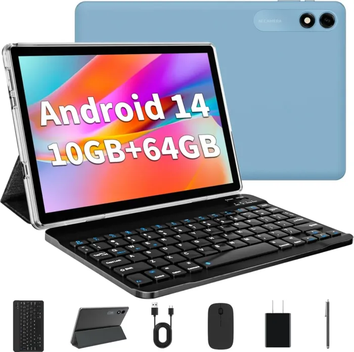 Android 14 Tablet 10.1 inch Tablet 2024 Latest Tablets with Keyboard Mouse 10GB+64GB 1TB Expand 6000mAh Octa-Core Processor Dual Camera WiFi 1280x800 IPS 18W Fast Charging - Image 2