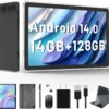 Android 14 Tablet, 2025 Latest Tablet 10 inch 128GB Storage 1TB Expandable 14GB RAM, 4G Sim Slot Tablets with keyboard Support 5G WiFi Bluetooth 5.0 GPS, 7000 mAh, Octa-Core Processor, FHD IPS Display