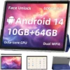Android 14 Tablet,10 inch Tablets, Octa Core Processor, 10GB+64GB+512GB Expansion, 1280x800 HD IPS Display Screen, Wi-Fi6, Dual Camera, 6000mAh Battery Tablet PC,Support Widevine L1 Google Kids Space