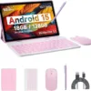 Android 15 Tablet, 10 Inch 18GB RAM+128GB ROM/ 2TB Expandable Tablet PC, Quad-core 2.0GHz Processor, 1280*800 10" HD Touch Screen, 2.4G/5G WiFi 6 BT 5.0, 2 in 1 Tablets with Keyboard Case Mouse Stylus