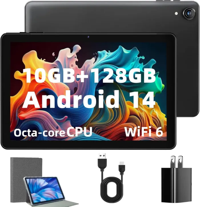 Android Tablet 10 Inch - Android 14 Octa Core 1.8GHz, Tablet with OTG Transmission and Wi-Fi 6G 10(4+6) GB + 128GB 6000mAh, 8+5MP Dual Camera,Bluetooth 5.3, Latest Tablets with Widevin L1 - Image 2