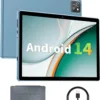 Android Tablet, 10 inch Android 14 Tablets, 6GB RAM 64GB ROM 1TB Expand, Quad-Core Processor, 1280x800 LCD Touch Screen, WiFi 5, Dual Camera, BT5.0, 6000mAh Battery (Blue)