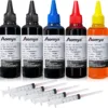 Aomya Ink Refill kit 5x100ml for Canon 250 251 270 271 280 281 1200 2200 PG240 CL241 PG245 CL246 PG210 Refillable Ink Cartridge CIS CISS System with 5 Syringes (PBK, BK, C, M, Y)