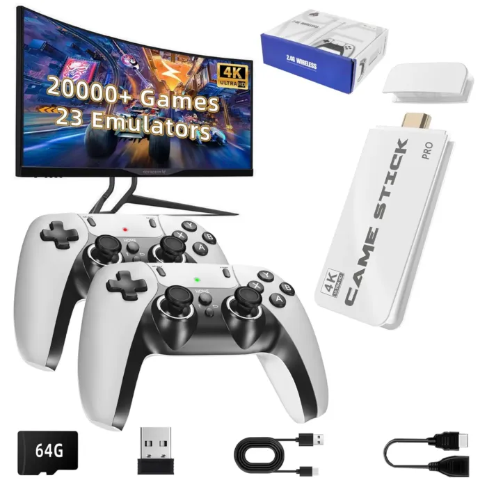 BADGOAL 2025 New Retro Game Console, Nostalgia Gaming Stick, Classic Video Games with 4K HDMI, 20,000+ Games and 23 Emulators, Upgraded Dual 2.4G Wireless Controllers 64GB - Image 2