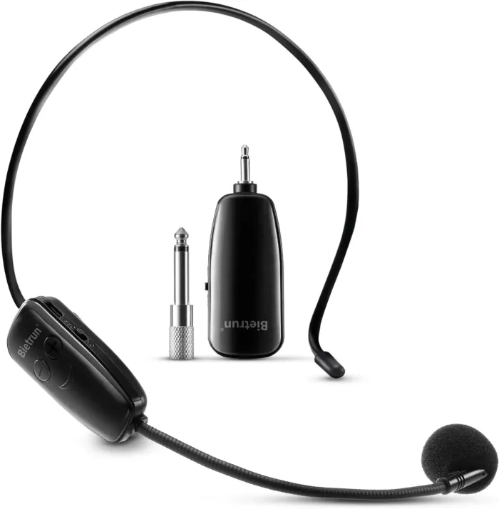 Bietrun Wireless Microphone Headset, UHF Wireless Headset Mic System, 160ft Range,1/8'' and 1/4'' Plug, for Speakers, Voice Amplifier, PA System(Not Supported AUX/iOS) - Image 2