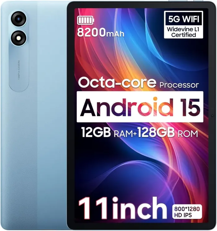 Blackview 2025 Android 15 Tablet 11 inch, Tab 90WiFi with 12GB+128GB Storage(Expand to 2TB), Unisoc T606 CPU, 8200mAh, IPS Display, Widevine L1, 5G WiFi Tablets, 13MP+8MP Camaras/Face ID, Blue - Image 2