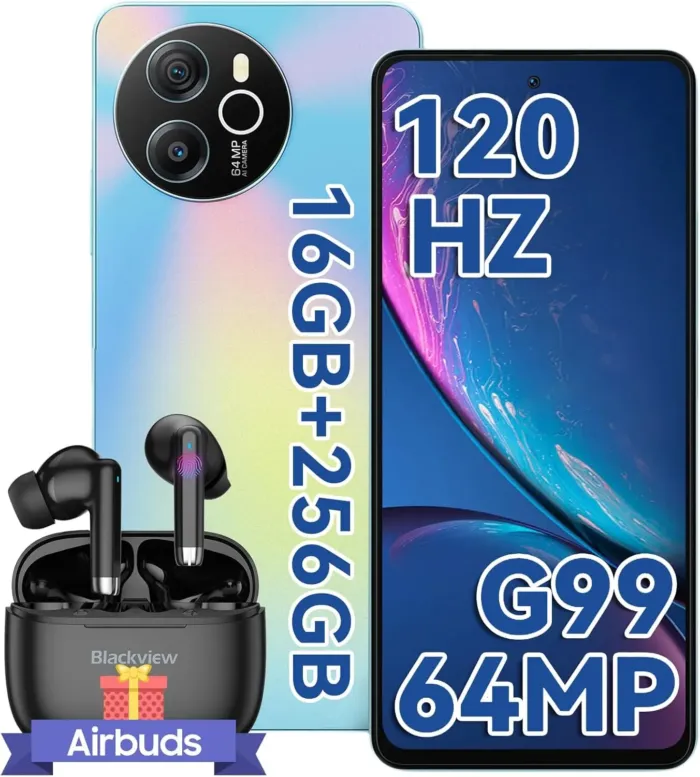 Blackview Shark8 Unlocked Phones, 16GB+256GB/SD 2TB Android Phones, MTK G99, 120Hz 6.78" FHD+, 33W Fast Charge 5000mAh, Android 13 Mobile Phone, 64MP Camera, NFC/Fingerprint/198g, T-Mobile Cellphone - Image 2