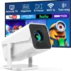 [Built-in Apps & Electric Focus] Smart Mini Projector with WiFi and Bluetooth, 270°Rotatable Portable Movie Projector 4K 1080P Support, Auto Keystone Proyector for Smartphone/TV Stick/Laptop/HDMI