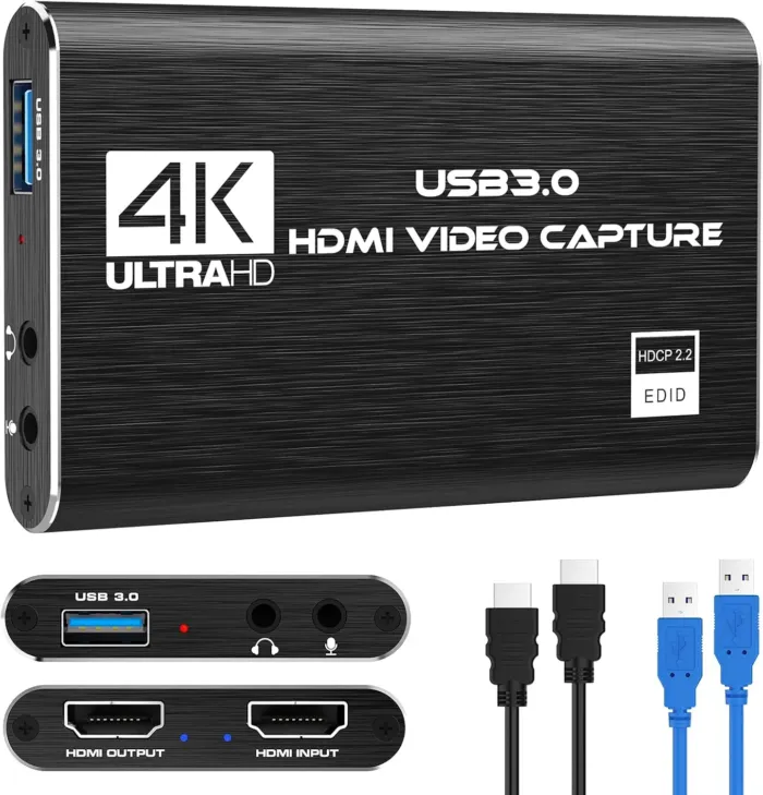 Capture Card Nintendo Switch, 4K HDMI Video Capture Card, 1080P 60FPS, HDMI to USB 3.0 Capture Card for Streaming Work with Camera/Xbox/PS4/PS5/PC/OBS - Image 2