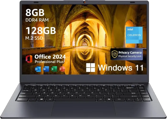 Coolby Laptop Computer, 14.1 inch Windows 11 Laptop with HD Display, 8GB RAM/128GB SSD, Intel N5095 Quad Core Notebook PC, Support 2.4G/5G Hz WiFi, BT, - Image 2