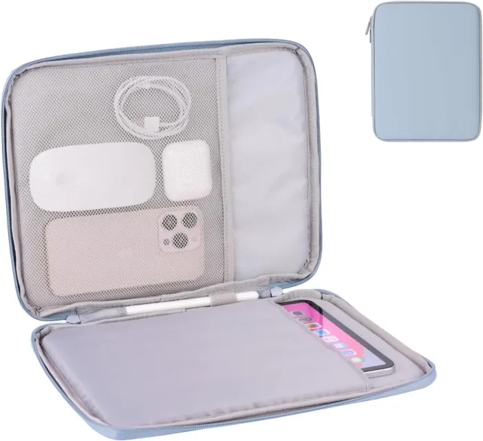 DDgro Padded Tablet Sleeve Bag for 9-11 Inch iPad, iPad Pro, iPad Air and Other Tablets (PU-Misty Blue, 11 inch) - Image 2