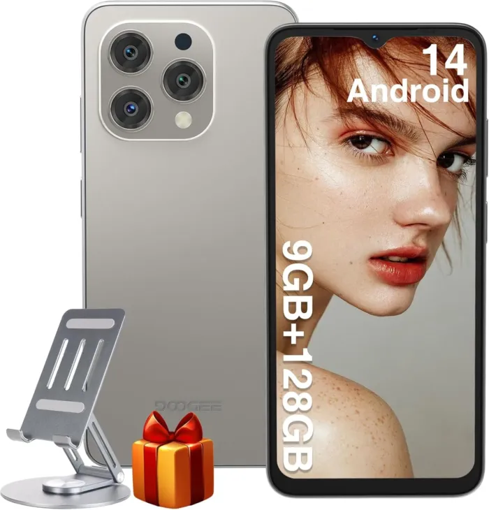 DOOGEE N55 Unlocked Cell Phone(2025), 9GB RAM+128GB ROM/1TB Android Phone, 90Hz+6.56" HD Android 14 Phone, 5150mAh, Octa Core, 13MP+8MP, 4G Dual SIM,Face Unlock,Widevine L1,OTG, T-Mobile(Natural) - Image 2