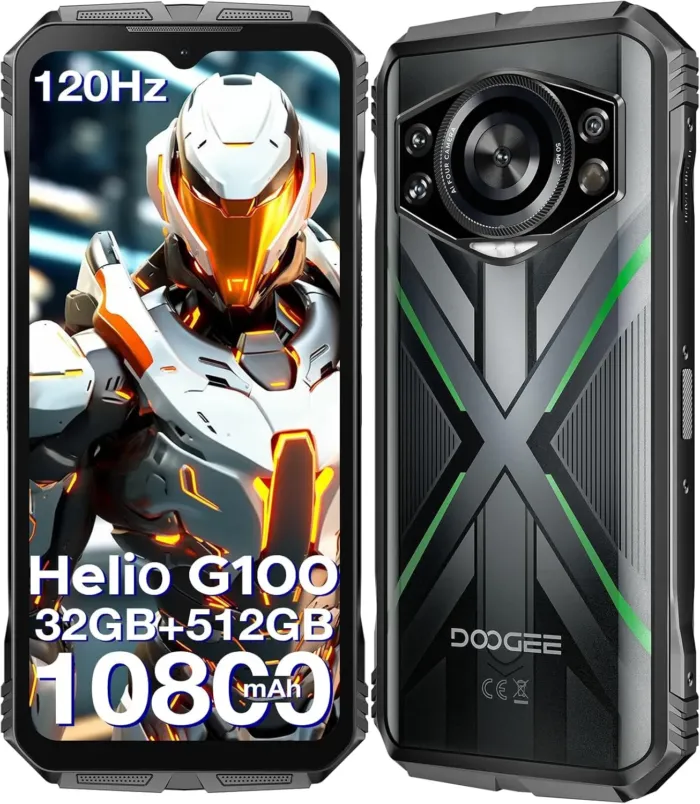 DOOGEE S Cyber Pro Rugged Phone, 10800mAh Android 14 Rugged Smartphone, 32GB+512GB, Helio G100 Octa Core Gaming Phones, 6.6" FHD+ 120Hz IPS Waterdrop Screen, 4G Dual SIM Mobile Phone, Green - Image 2