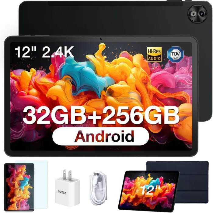 DOOGEE T20 Ultra Tablet 12 Inch, 10800mAh, 32GB+256GB ROM/2TB TF, Helio G99 Octa-Core Android Gaming Tablet, 2.4K Android Tablet, 16MP Camera, 4 Hi-Res Speakers, 5G WiFi/GMS/GPS/Widevine L1 - Black - Image 2