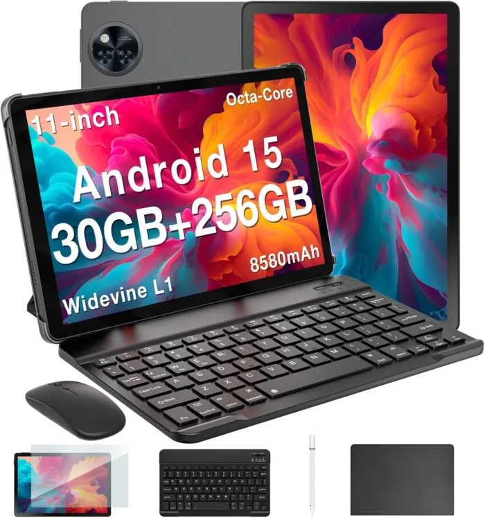 DOOGEE U11 Pro Android 15 Tablet, 11 inch Tablet, 30GB+256GB/2TB TF,8580mAh,Octa-Core,90Hz Display, Netflix 1080P,5G WiFi,Widevine L1,BT5.0,13MP+5MP, Face ID/OTG with Pen, Keyboard, Mouse&Case - Image 2