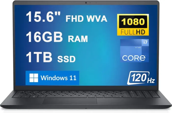 Dell Inspiron 15 3000 3520 Business Laptop 15.6" FHD WVA Anti-Glare 120Hz Display 12th Generation Intel 10-Core i7-1255U Processor 16GB RAM 1TB SSD Intel Iris Xe Graphics HDMI Win11 Black - Image 2