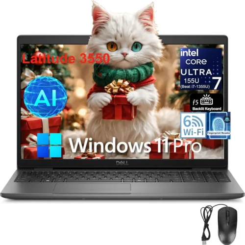 Dell Latitude 3550 15 Laptop, 15.6″ FHD Computer, Intel 12-Core Ultra 7 155U (Beat i7-1355U), 64GB DDR5 RAM, 1TB PCIe SSD, WiFi 6, USB 4, HDMI, Backlit Keyboard, Fingerprint Reader, Windows 11 Pro