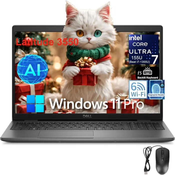 Dell Latitude 3550 15 Laptop, 15.6" FHD Computer, Intel 12-Core Ultra 7 155U (Beat i7-1355U), 64GB DDR5 RAM, 1TB PCIe SSD, WiFi 6, USB 4, HDMI, Backlit Keyboard, Fingerprint Reader, Windows 11 Pro - Image 2