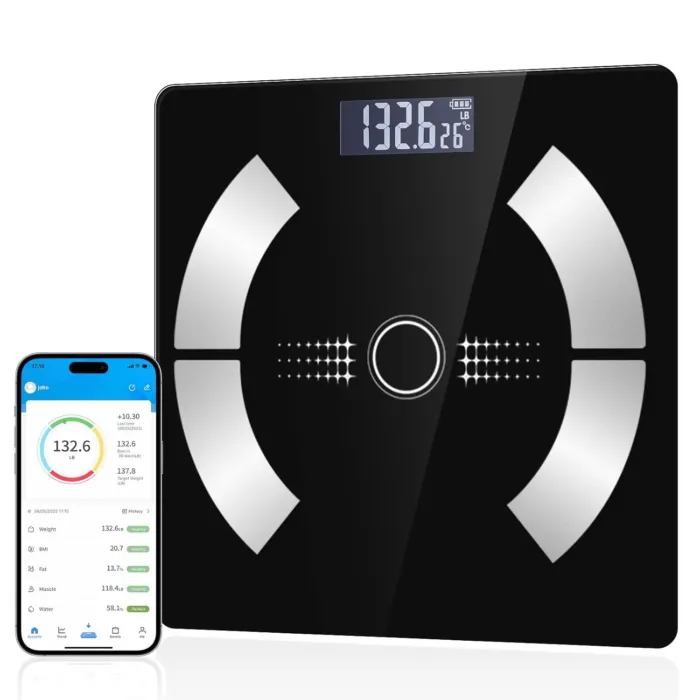 Digital Simple and Practical Body Fat Scale with Led Display, Bathroom Scale, Body Composition Analyzer with Smartphone Application and Bluetooth synchronous Scale - Image 2