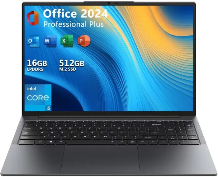 EYY 16" Laptop Computer Intel Core i5 Processor, Windows 11 Pro Laptop 16GB(8+8) RAM 512GB SSD, 1920 x 1200 FHD 16:10 Display, MS Office 2024, Notebook with Backlit Keyboard, WiFi, BT5.0, RJ45, HDMI - Image 2