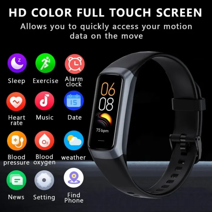 Fitness Tracker with 24/7 Blood Oxygen Heart Rate and Sleep Monitor,IP68 Waterproof,1.10''AMOLED Touch Color Screen,Step Counter Health Activity Trackers for Women Men - Image 2