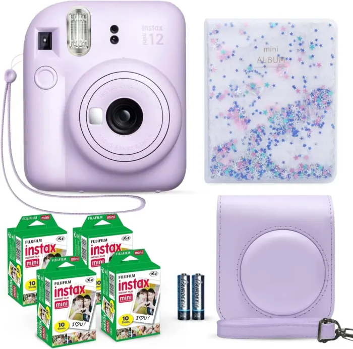 Fujifilm Instax Mini 12 Instant Camera Lilac Purple + Fuji Film Value Pack (40 Sheets) + Shutter Accessories Bundle, Incl. Compatible Carrying Case, Quicksand Beads Photo Album 64 Pockets - Image 2