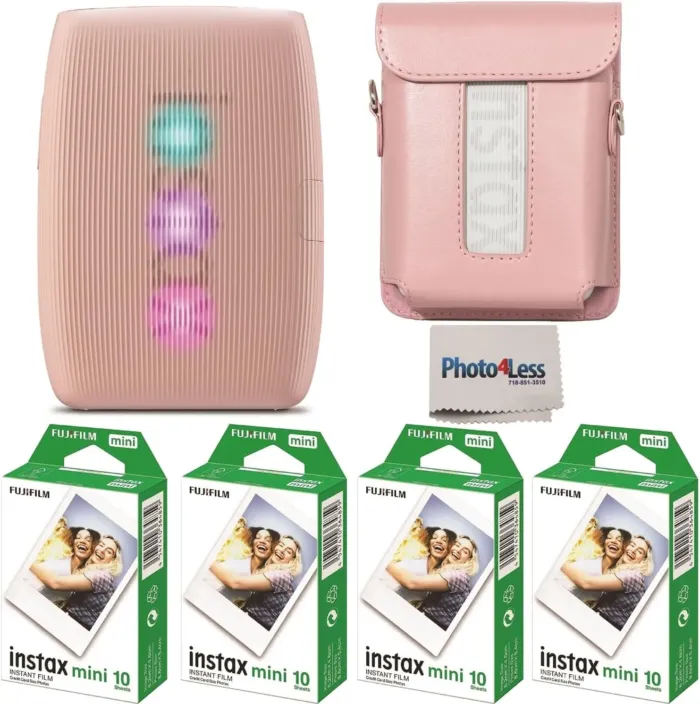 Fujifilm Instax Mini Link 3 Printer Bundle Instax Mini Film (40 Sheets), Instax Mini Link 3 Protective Case (Rose Pink) - Image 2