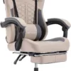Gaming Chair with Massage,Ergonomic PC Computer Chair with Footrest Comfortable Headrest and Lumbar Support,High Back PVC Leather,300LBS (Grey)