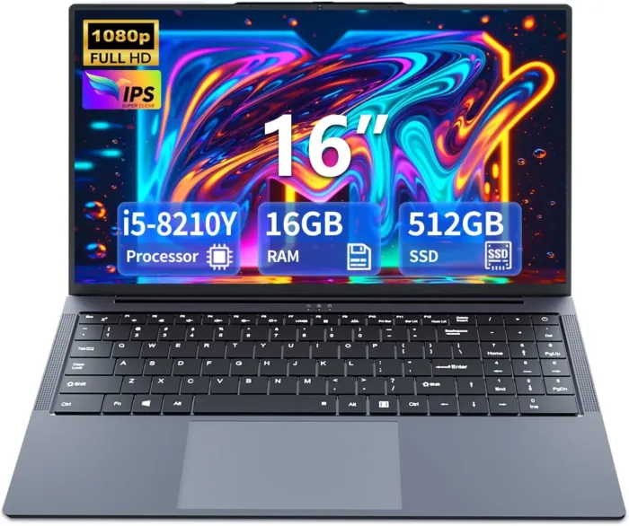 Gaming Laptop i5, 16 inch Laptop Up to 3.60 GHz, Business Notebook Computer for 16GB RAM 512GB SSD, Full HD 1920X1200 Display Backlit Keyboard 180 Angle Opening for Business Work laptops WIFI 5 HDMI - Image 2