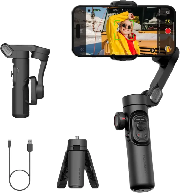 Gimbal Stabilizer for Smartphone, iPhone Gimbal w/Focus Wheel Face/Object Tracking for iPhone 16 15 Pro Max/Android Foldable 3-Axis Handheld Phone Stabilizer for Video Recording -Smart XE - Image 2
