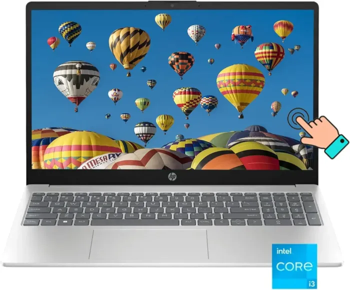 HP 15.6" HD Touch-Screen Laptop, 12th Generation 6-Core Intel Core i3-1215U Processor, 16GB RAM, 512GB SSD, lntel UHD Graphics, WiFi 6E, Bluetooth, Windows 11 S, Natural Silver, EAT Mouse Accessories - Image 2