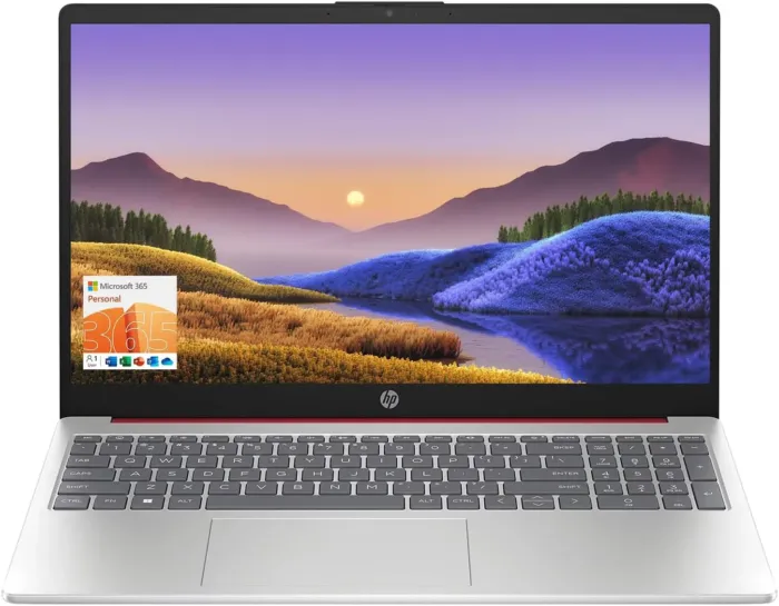 HP 15.6" Portable Laptop (Include 1 Year Microsoft 365), HD Display, Intel Quad-Core N200 Processor, 16GB RAM, 128GB Storage, Wi-Fi 5, Webcam, HDMI, Numeric Keypad, Windows 11 Home, Red - Image 2