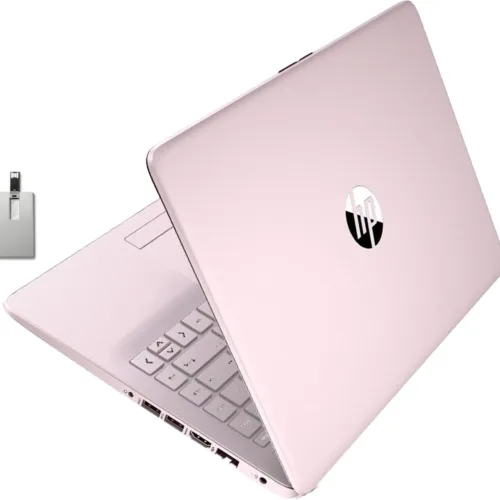 HP 2022 Stream 14″ HD BrightView Laptop, Intel Celeron N4020 Processor, 8GB RAM, 64GB SSD, Intel HD Graphics, 720p Webcam, 1 Year Office 365, Pink, Win 11, 32GB Snowbell USB Card
