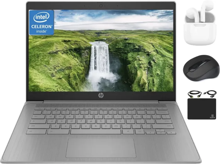 HP Chromebook Thin Laptop Student Business 2024, 14" HD Display, Quad-Core Intel Celeron N4120 Processor, 4GB RAM, 64GB eMMC, HD Webcam, WiFi, Long Battery, Chrome OS +HubxcelAccessory Gray - Image 2