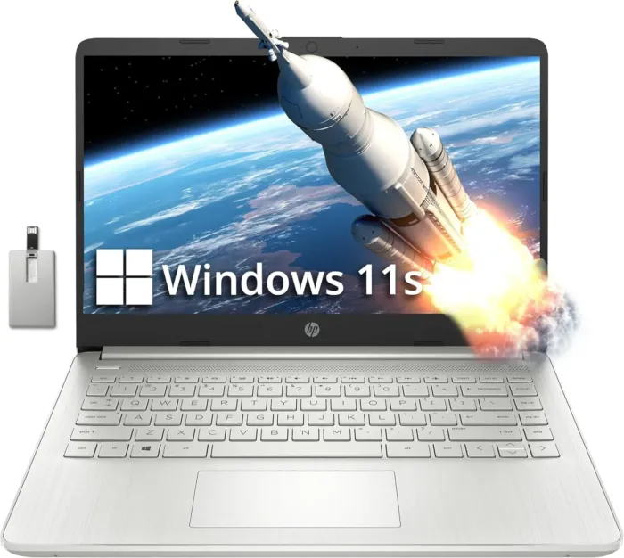 HP Stream 14" HD BrightView Laptop, Intel Celeron N4120, 16GB RAM, 256GB Storage (128GB eMMC + 128GB USB Card), Intel UHD Graphics, HD Camera, Fast Charge, 1 Year Office 365, Win 11 S, Silver - Image 2