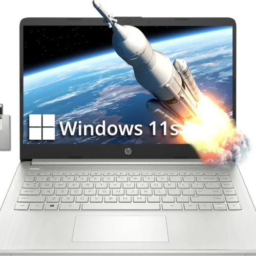 HP Stream 14″ HD BrightView Laptop, Intel Celeron N4120, 8GB RAM, 256GB Storage (128GB eMMC + 128GB USB Card), Intel UHD Graphics, HD Camera, Fast Charge, 1 Year Office 365, Win 11 S, Silver