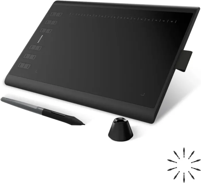 HUION Inspiroy H1060P Graphics Drawing Tablet with 8192 Pressure Sensitivity Battery-Free Stylus and 12 Customized Hot Keys, 10 x 6.25 inches Digital Art Tablet for Mac, Windows PC and Android - Image 2