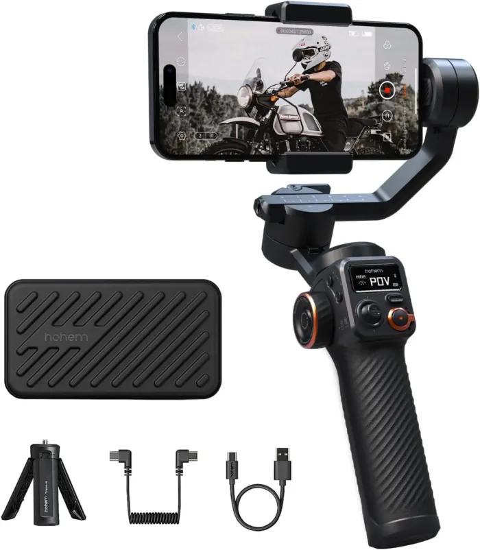 Hohem iSteady M6 Gimbal Stabilizer for Smartphone, 3-Axis Cell Phone Stabilizer Built-in OLED Display 400g Payload Reverse Charging Android and iPhone Gimbal with Inception Motion Timelapse - Image 2