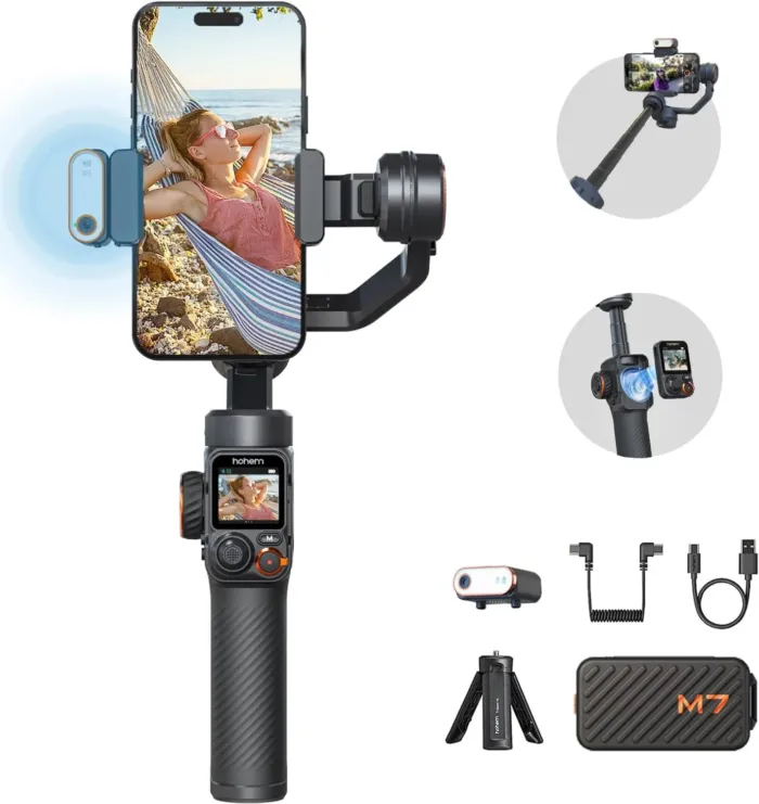 Hohem iSteady M7 Gimbal Stabilizer for Smartphone, Magnetic AI Tracker Fill Light, Detachable Touchscreen Remote Controller, Built-in Extension Rod, 500g Payload Gimbal Stabilizer for iPhone Android - Image 2
