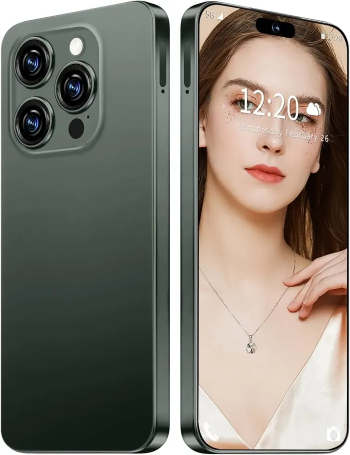 Huness I16 ProMAX Smartphone Unlocked Cell Phone,6.99" HD Screen Unlocked Phone,8+256GB Android 13 with 128GB Memory Card,Face ID/Dual SIM/5G/Fingerprint Button Unlock/Photos/GPS (Dreep Green, 8+256) - Image 2