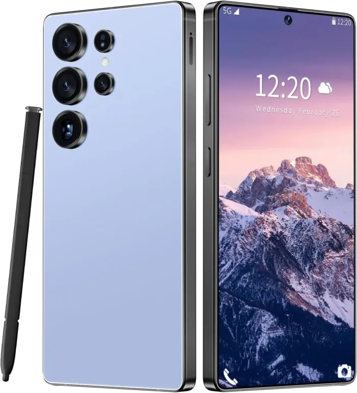 Huness I25 Ultra Unlocked Cell Phone,Built in Pen,12+512GB Unlocked Phone, Android 14 Battery 7000mAh 6.99" HD Screen Smartphone, 5G/Face ID/Fingerprint Lock/Dual SIM/GPS (Blue) - Image 2