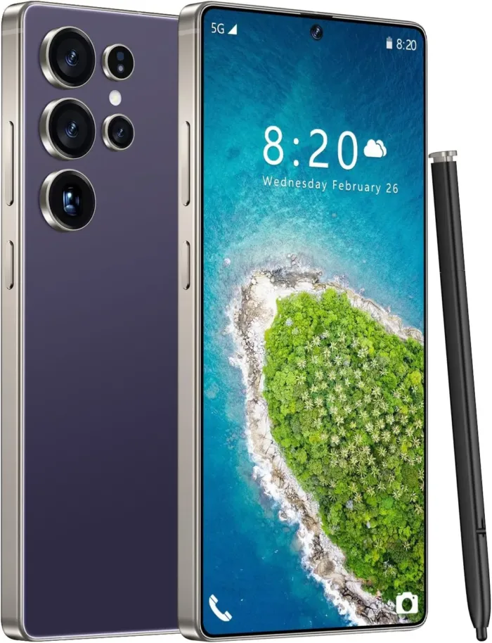 Huness I25 Ultra Unlocked Phone,Built in Pen The Phone,Cell Phone Battery 7000mAh 6.99" HD Screen,Android 14 8+256GB Smartphone,Dual SIM/5G/Face ID/Fingerprint Lock/GPS (Deep Purple) - Image 2