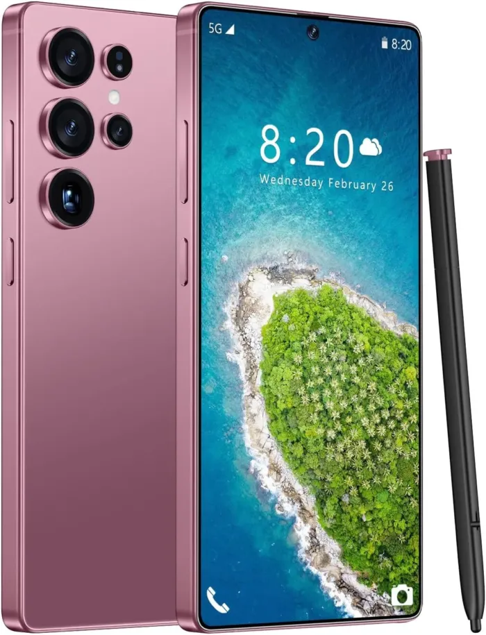 Huness I25 Ultra Unlocked Phone,Built in Pen The Phone,Cell Phone Battery 7000mAh 6.99" HD Screen,Android 14 8+256GB Smartphone,Dual SIM/5G/Face ID/Fingerprint Lock/GPS (Rose Gold) - Image 2