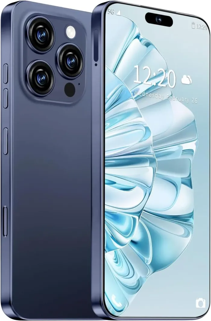 I16 PROMAX Unlocked Phone, 6.99inch Cell Phone with Android 13 12GB+512GB 7000mAh Long Battery Life, HD Screen Smartphone with Dual SIM, Fingerprint Lock, Face ID, Photos 5G Phone (Deep Blue) - Image 2