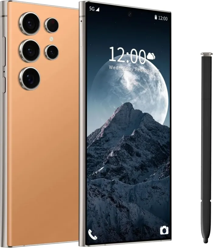 I24 Ultra 5G Unlocked Phones, Built in Pen, Smartphone Battery 6800mAh 6.8" HD Screen Unlocked Cell Phone, 6+256GB Android13 with 128G Memory Card, Face ID/Fingerprint Lock/GPS (Orange) - Image 2