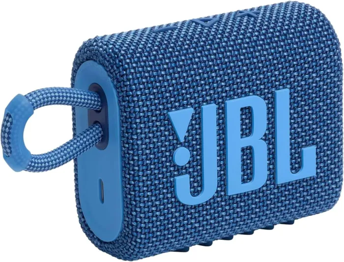 JBL Go 3 Eco - Portable Mini Bluetooth Speaker, big audio and punchy bass, IP67 waterproof and dustproof, 5 hours of playtime, Made in part with recycled materials (Eco Blue) - Image 2